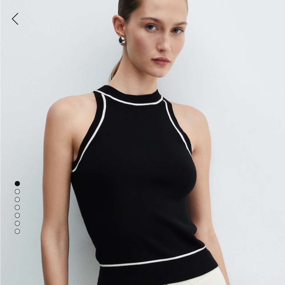 Mango Contrast Trim Top